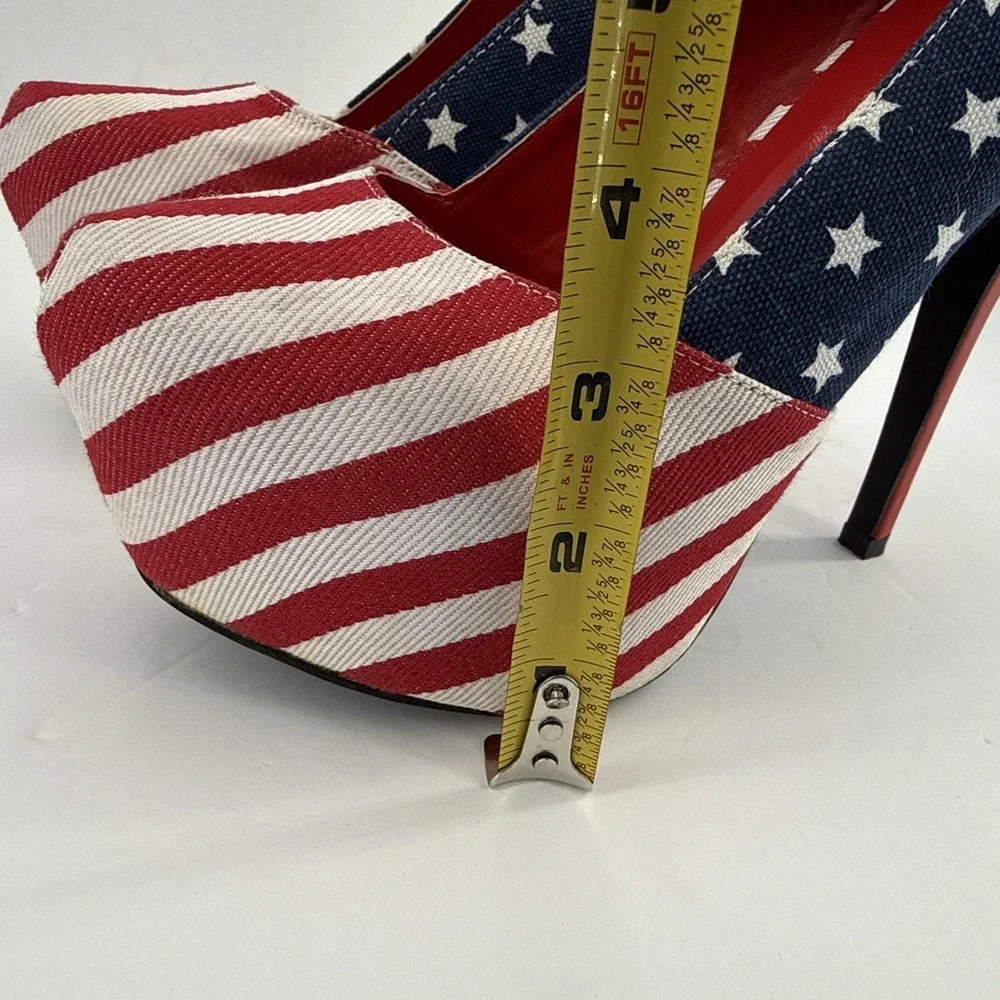 Liliana Red White & Blue American Flag Womens Shoes Size 8